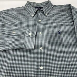 Ralph Lauren Blake Seersucker Button Down Shirt Men's XL Sage Green Plaid